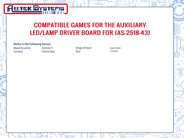 Games that the LED/Lamp Driver Board for AS-2518-43 work in